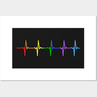 Gay Pride LGBT Heartbeat Pulse Posters and Art